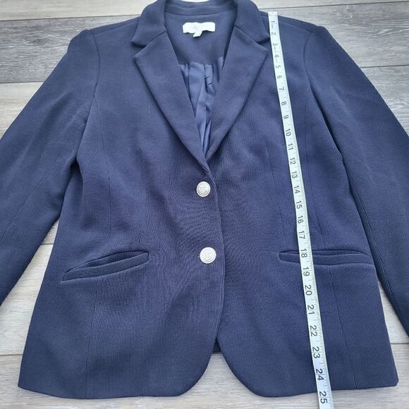 Talbots navy cotton blazer with nautical anchor buttons. 100% cotton career wear - Picture 9 of 11